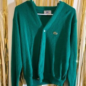 vintage izod lacoste green cardigan